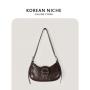 Fashion Retro PU Leather Women Handbag Luxury Denim Blue Designer Hand Bag Wool Joining Leather Shoulder Bag for Women