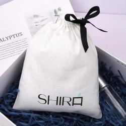 Recyclable Organic Single String Cotton Skincare Product Packaging Bag Custom Logo Printed Muslin Dust Makeup Pouch