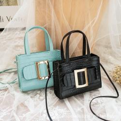2022 New Stone Pattern Portable Small Square Bag Crocodile Pattern Women's Single Shoulder Oblique Cross Bag