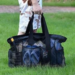 XL317 Large Picnic Bag Toy Storage Bag Travel Handbag Mesh Zipper Beach Tote Bag With Handy Side Pockets