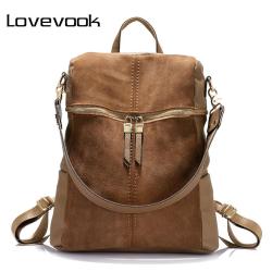 LOVEVOOK OEM Custom logo Fashion Women Backpack casual Hot sale Vintage PU Leather backpacks Teenagers School Outdoor Travel Bag