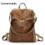 LOVEVOOK OEM Custom logo Fashion Women Backpack casual Hot sale Vintage PU Leather backpacks Teenagers School Outdoor Travel Bag