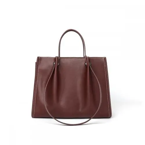 Custom Logo Female Vintage Real Leather Ladies Shoulder Tote Bags With Zipper For Women Large Capacity Handbags And Purses