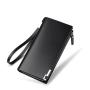 HR331 Business Men's Long Wallet PU Leather Sequin Zipper Hidden Pocket Buckle Wallet Purse Men's Wrist Strap Card Holder Clip