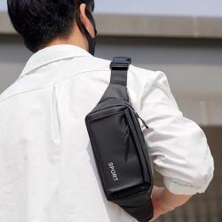 Portable Travel Large Capacity Fanny Pack Custom Print Logo PU Leather Phone Waist Bag Chest Bag Single Shoulder Bag