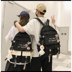 HR033 Teenage Kids Nylon School Bags College Students Leisure Laptop Backpack Popular Cute Pendant Mobile Phone Multiple Bags