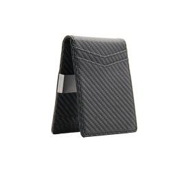 Slim card wallet RFID blocking carbon fiber leather wallet for men