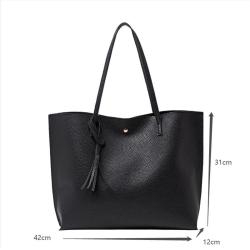 Gelory Customized Luxury Lychee Pattern Fringe Ladies Shopping Handbag PU Leather Shoulder Strap Tote Bags For Women