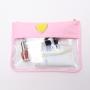 Low MOQ Toiletry DIY Chenille Letter Flat Pouch with Zipper Embroidery  Nylon Clear makeup bags Transparent  PVC Cosmetic Bag