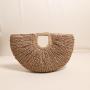 Simple solid color hand-held grass woven moon hand-held beach bag