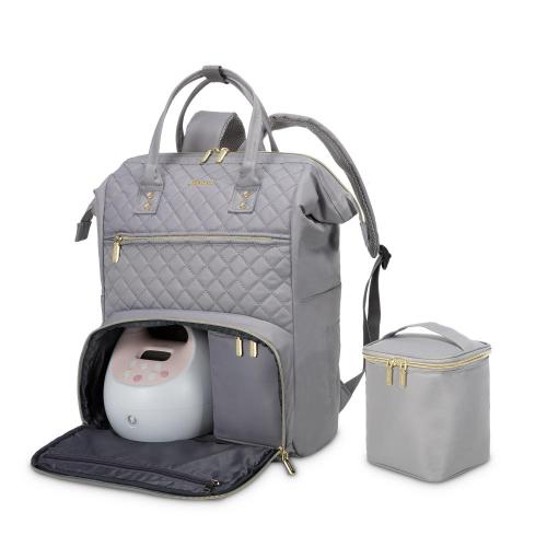 LOVEVOOK Quilted Waterproof High Quality Travel Double Layer Pumping Bag for Working Moms Breast Pump Backpack with Cooler Bag