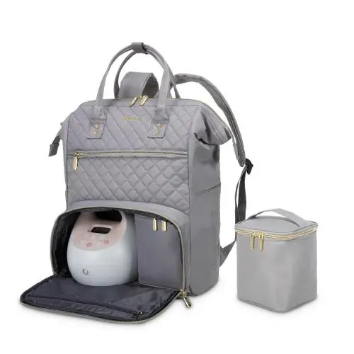 LOVEVOOK Quilted Waterproof High Quality Travel Double Layer Pumping Bag for Working Moms Breast Pump Backpack with Cooler Bag