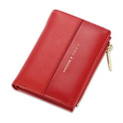 ZR486 Fashion Versatile Woman Short Wallet Classic Card Holder Case Girl  Purse Female Money Clip Billfold Zipper PU Leather