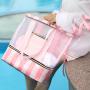 Gelory Striped Wet And Dry Separation Swimming Bag Women Fitness Sports Leisure Beach Bag