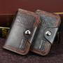 ZR619 Men's Short Buckle Coin Wallet ID Card Pu Wallet Horizontal Square Zipper Grid Card Slot Purse Business Father's Day Gift