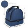 BSCI Factory Double Layer Lunch Bag Blue and Black Color Portable 600D Polyester Breastmilk Insulated Cooler Diaper Bag