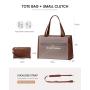 LOVEVOOK 15.6 in Vintage Leather Computer Bag Briefcase Office Business Handbag for Women Work Tote Laptop Bag with Clutch Purse
