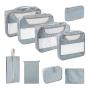 custom prints 9 pieces set extra large polyester compression packing cubes in taupe beige travel luggage organizer