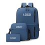 Custom 3-Piece Travel Laptop Backpack Set Durable Water-Resistant Business Computer Bag With Shoulder Bag & Pencil Case