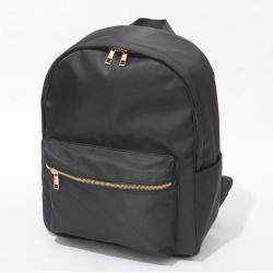 New Trends Fashion Nylon Large Capacity Waterproof Portable Zipper Nylon Black Rucksack Custom School Bag Backpack Wholesale