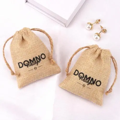 High Quality Jute Drawstring Coffee Tea Packing Bag Custom Logo Recycled Jute Gift Dust Bag