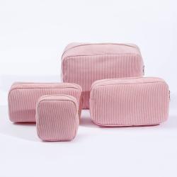 Chenille Letter Patch Portable Travel Zipper Pouch Aesthetic Storage Organizer Large Pink Pouch Makeup Bag Corduroy Cosmetic Bag