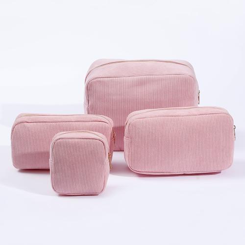 Chenille Letter Patch Portable Travel Zipper Pouch Aesthetic Storage Organizer Large Pink Pouch Makeup Bag Corduroy Cosmetic Bag