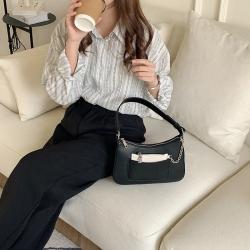 Factory wholesale new PU leather fashion simple ladies shoulder bag metal chain decoration women's handbags