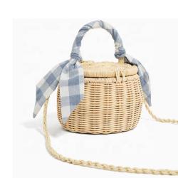 Woven Purse Handbag Women Wicker Summer Beach Round Basket