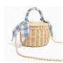 Woven Purse Handbag Women Wicker Summer Beach Round Basket