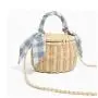 Woven Purse Handbag Women Wicker Summer Beach Round Basket