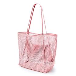 Women's New Casual tote Foldable Beach Handbag with Two Handles Polyester Lining for Summer Outdoor Travel and Shopping