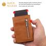 Aluminum Mens Wallet Card Holder Leather Wallet Pop Up Wallet RFID Blocking Slim Minimalist Large Capacity 14-18 Card Capacity