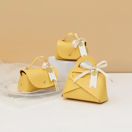 DC041 Packaging Box for Wedding Birthday Party Gift Bag Packaging Box PU Wedding Decoration Candy Bag Flower Hand Gift Box