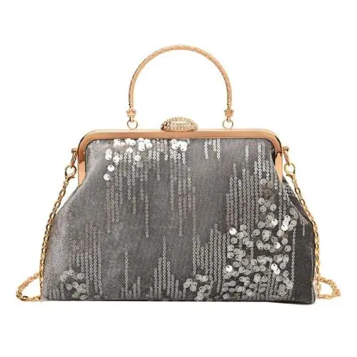 HR564 Women New Designed Sequins Shine Brightly Dinner Clutch Handbag Fashion Shell Shaped Crossbody Bag Ladies Luxury Party Bag