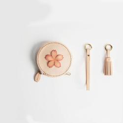 2024 Custom Logo Genuine Leather Mini Round Coin Purse For Women Small Pouch Bag