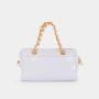 2024 New Arrival Shiny Pu Leather Bag With Metal Chain Handle Mini Barrel Woman Handbag Ladies Crossbody