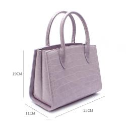 2024 Custom Logo Purple Handbags New Stylish Crocodile  PU Leather Handbags Vintage Tote Bag For Women
