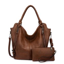 REALER Vintage Women PU Leather Shoulder Bags Fashion Hobo Hand Bags Ladies Large Purse and Handbags Set Tote Bag for Women