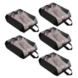 Gelory Black Portable Travel Shoe Bags Waterproof Nylon Storage Tote Pouch with Zipper for Men & Women
