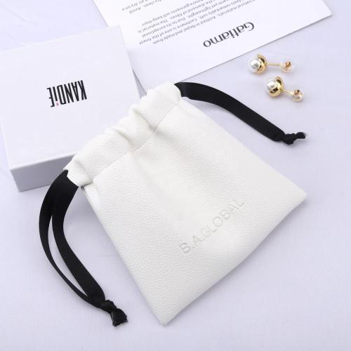 Custom Logo Printed PU Leather Drawstring Cosmetic Gift Bag Mini Waterproof Leather Money Pouches