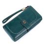ZF257 RFID Women Long Soft Leather Anti-theft Money Clip Zipper  Pockets Checkbook Cover Slim Card Holder Simple Coin Wallet
