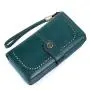 ZF257 RFID Women Long Soft Leather Anti-theft Money Clip Zipper  Pockets Checkbook Cover Slim Card Holder Simple Coin Wallet
