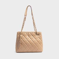 Wholesale Custom Fashion Handbag Nice Quality Pu Leather Shoulder Bag Diamond-Shape Line Tote Bag With Gold Chain For Women