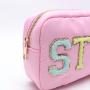 Hot selling Low MOQ Stock Nylon Waterproof Makeup Organizer Pouch Portable Zipper Travel Custom Logo Embroidery Cosmetic Bag