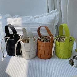 Ladies new products Korea drawstring pleated shoulder crossbody bag fashion popular handbag creative woven cylinder bucket bag
