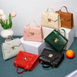 Crocodile Pattern  Bag 2022 New Fashion Simple Handbag Korean Retro Fashion Pu One Shoulder Small Square Bag