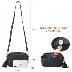 Custom Stylish Design solid Quilted Shoulder Purse Waterproof Vegan Leather with Tassel High Quality Crossbody Bags for Women