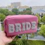 Factory Hot Small Cosmetic Bag Nylon Pearl Towel Embroidery Letter Travel Cosmetic Pouch Makeup Tote Bag For Purse Daily