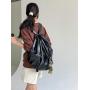 2023 new large-capacity silver backpack Simple fashion shoulder bag PU drawstring pleated backpack